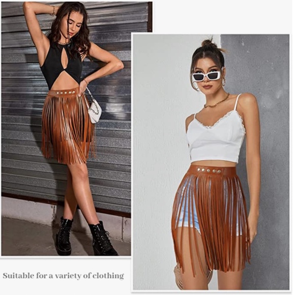 Women Punk Leather Cinch Belt Gothic Tassel Waist Belt Western Punk Skirt Belts main image 6